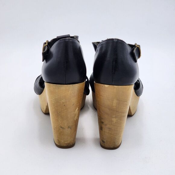 Madewell Andie Fisherman Chunky Wooden Platform Heels Size 9 - Picture 6 of 10
